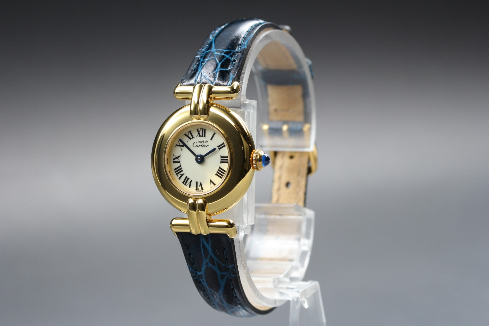 Vintage Cartier Must Colisee Vermeil 590002 Blue Gold Women's Qz Watch [Pouch]