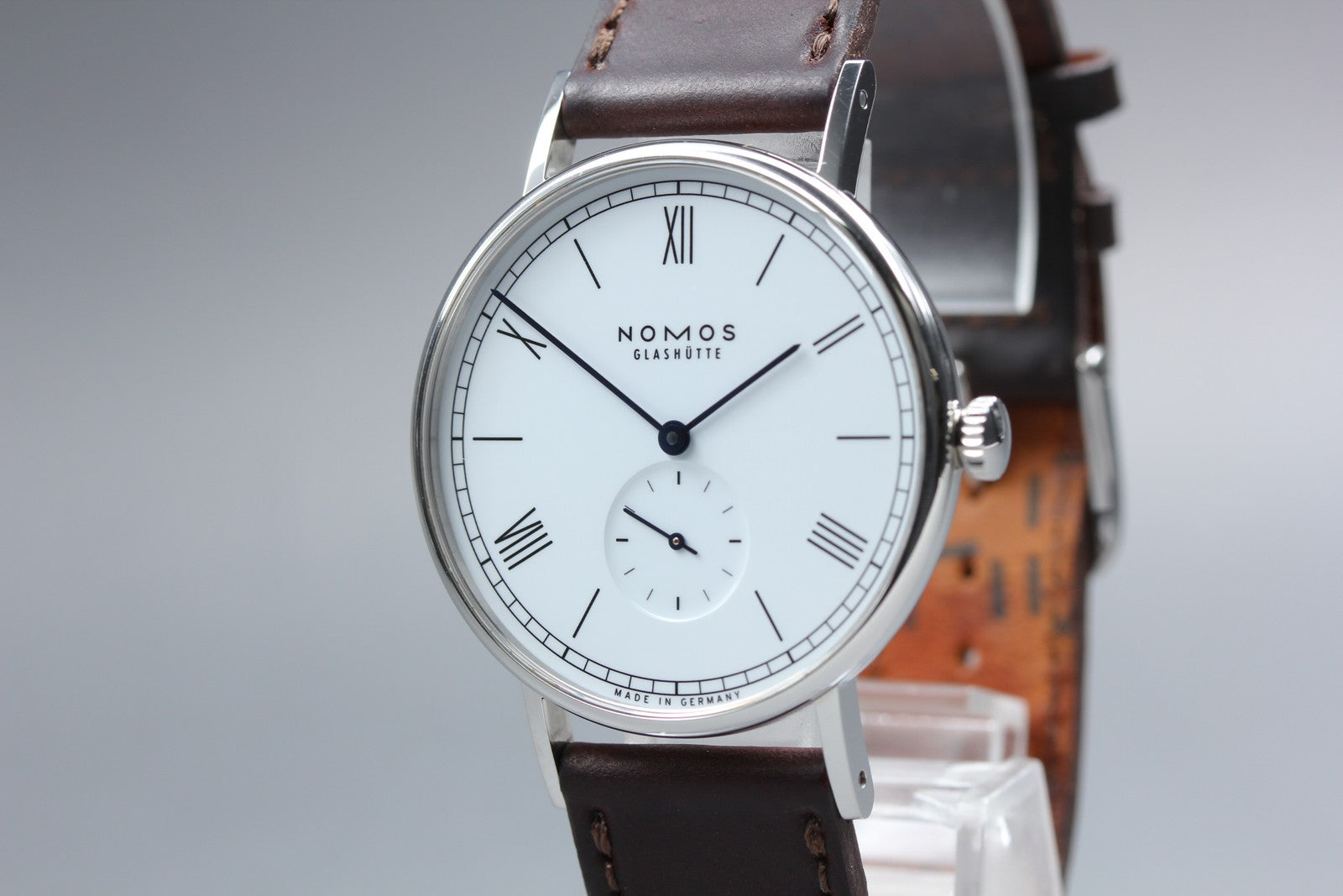 NOMOS GLASHÜTTE Ludwig 38 Small Second Manual Wind White Brown Men's Watch [Box]