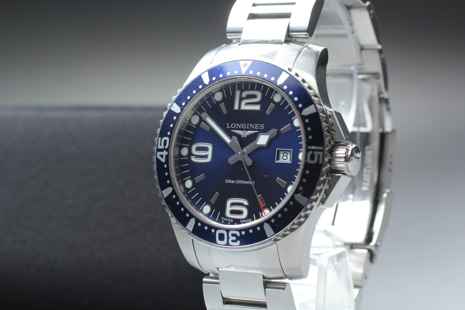 New Batt LONGINES Hydro Conquest L3.730.4 Blue Quartz Date Mens Watch 39mm Exc+5