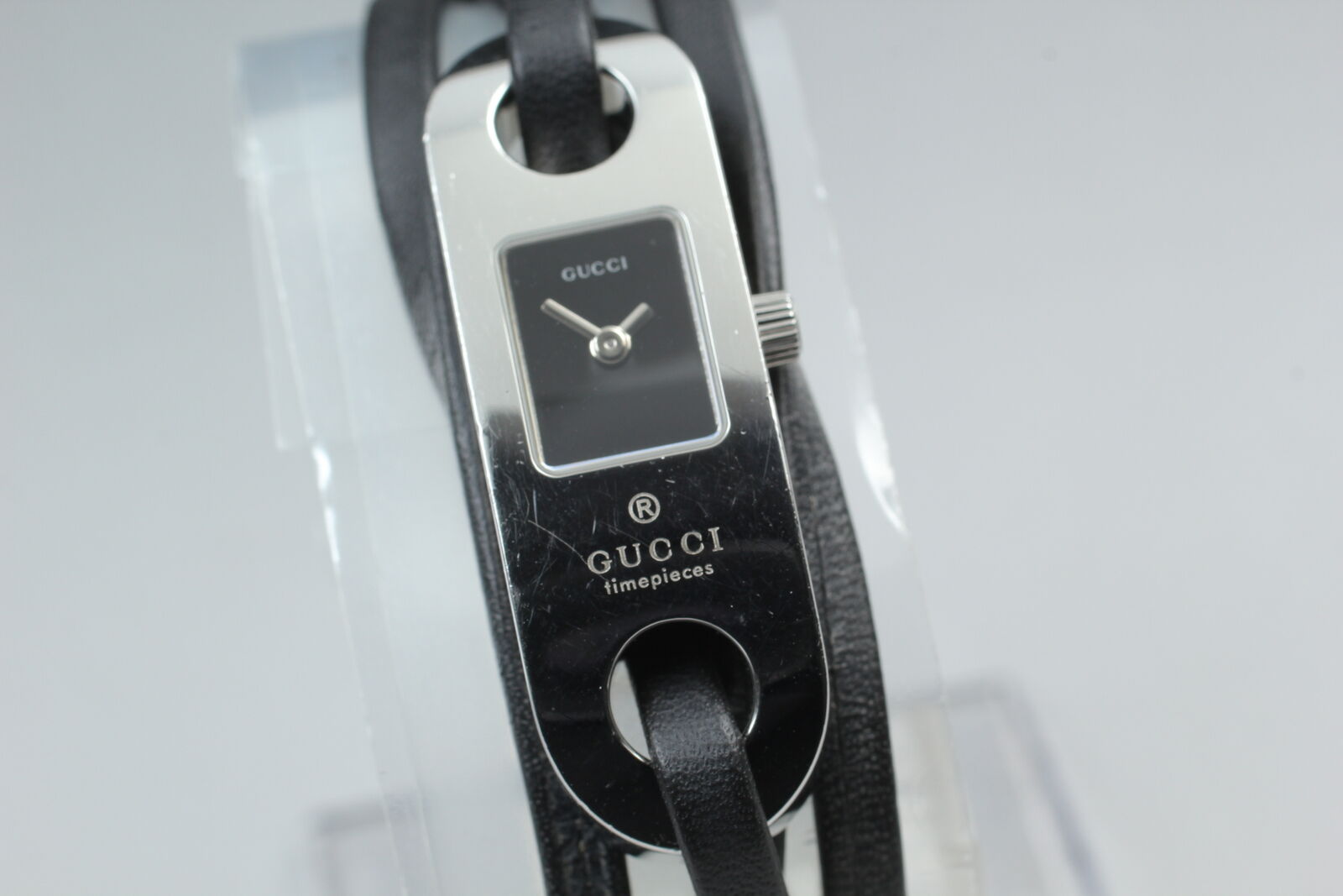 New Battery [Exc+5] Gucci 6100L Black Dial Silver Vintage Women's Qz Watch JP