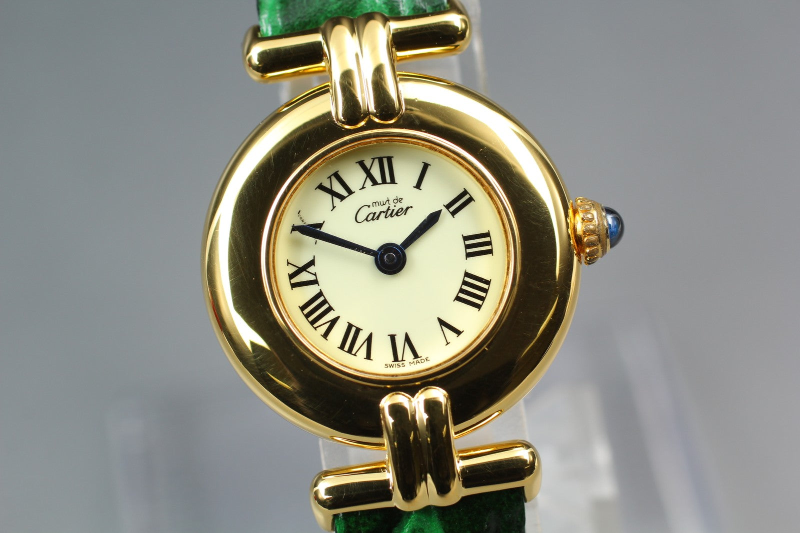 Vintage Cartier Must Colisee Vermeil 590002 Green Gold Women's Qz Watch [Box]