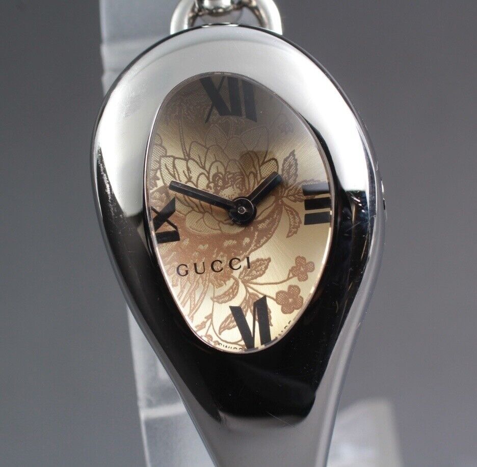 Vintage [Exc+5 Box ] Gucci 103 Horsebit Floral Silver Woman's Quartz Watch JAPAN