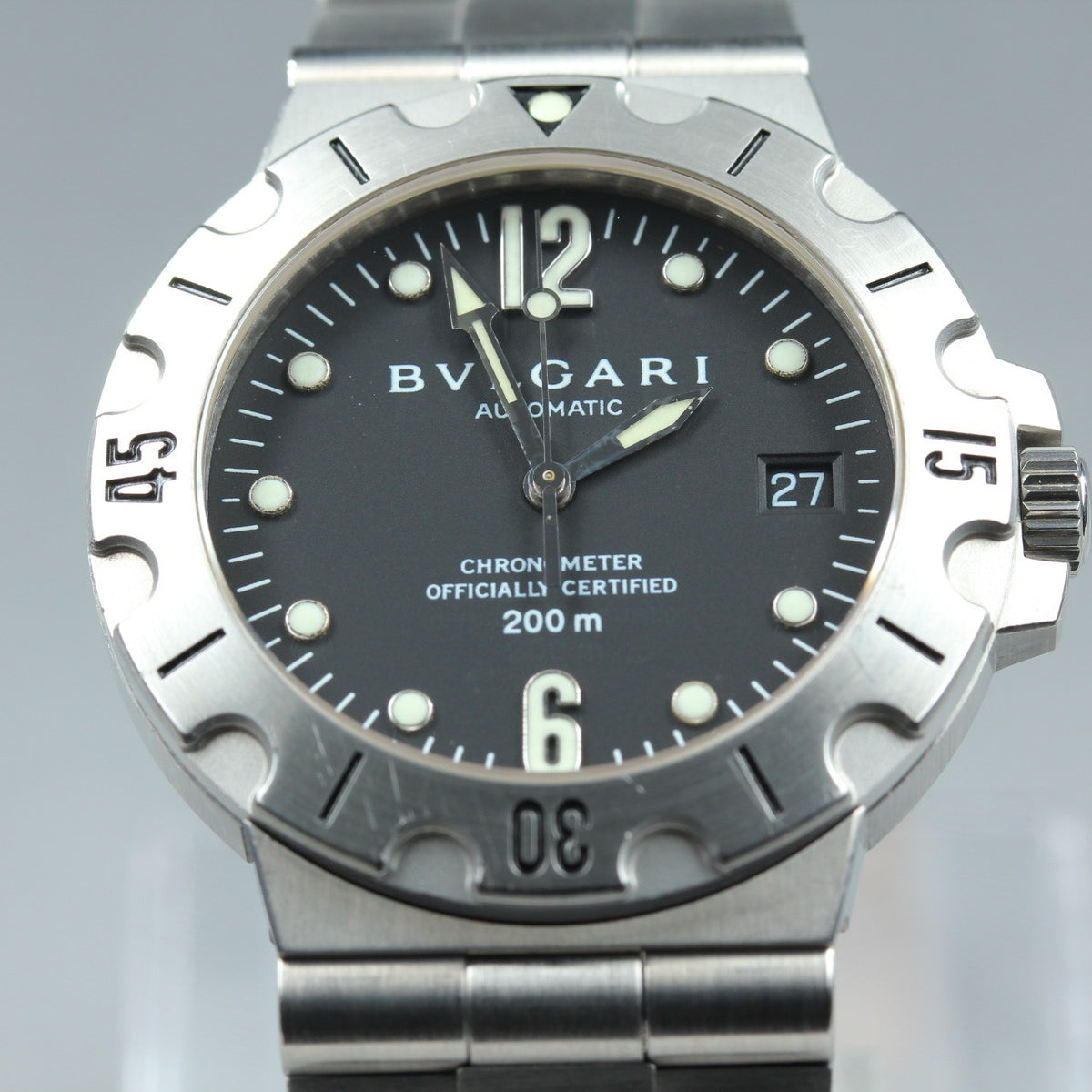 BVLGARI Diagono Scuba SD38S Automatic Date Black Men's Watch 38mm JAPAN Box