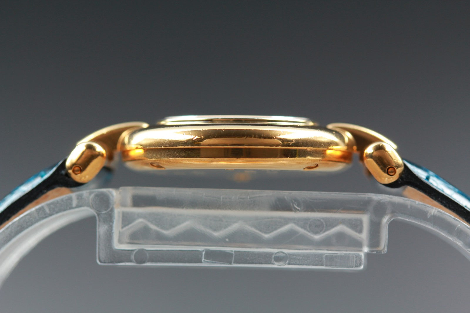 Vintage [Exc+5] Cartier Must Colisee Vermeil 2410 Gold Blue Women's Quartz Watch