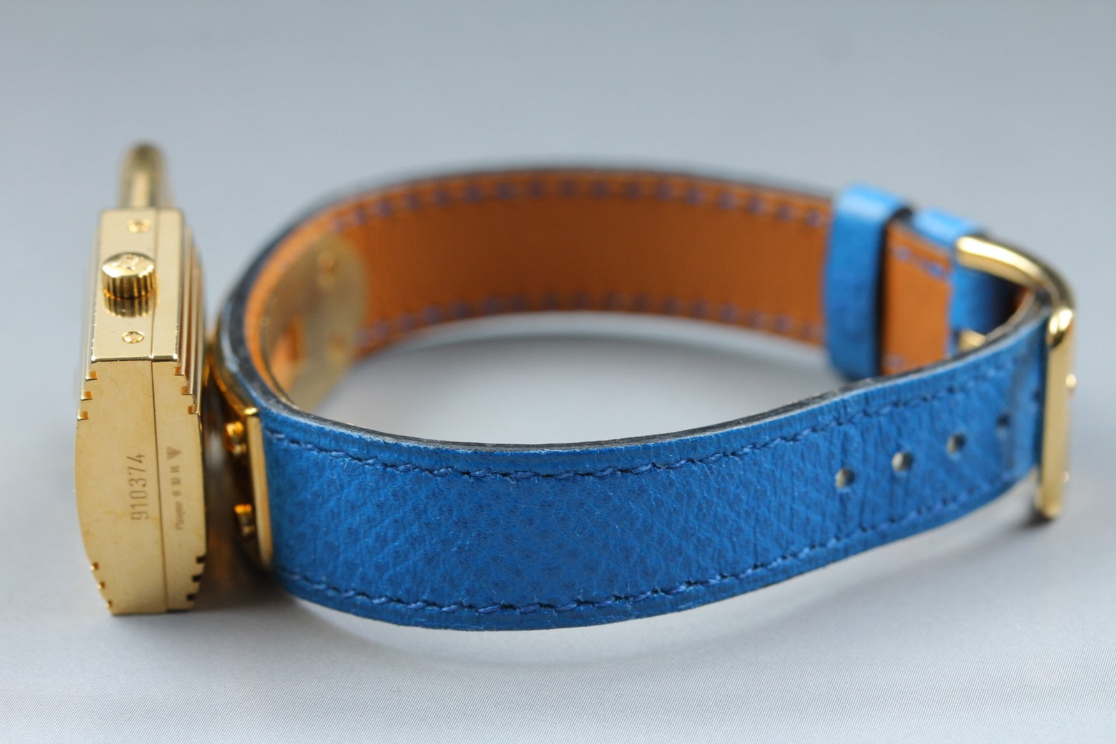 Vintage HERMES Kelly Watch Gold Blue "Z" Woman's Quartz Watch JAPAN [Box]