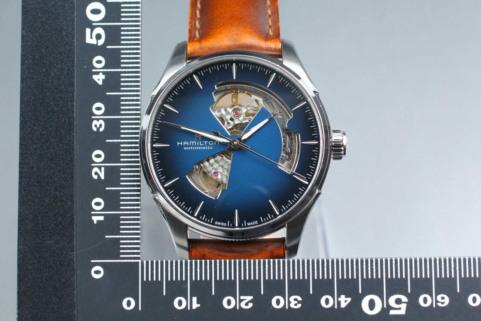 HAMILTON Jazzmaster Open Heart H326750 Blue Brown 39mm AT Men's Watch [Box]