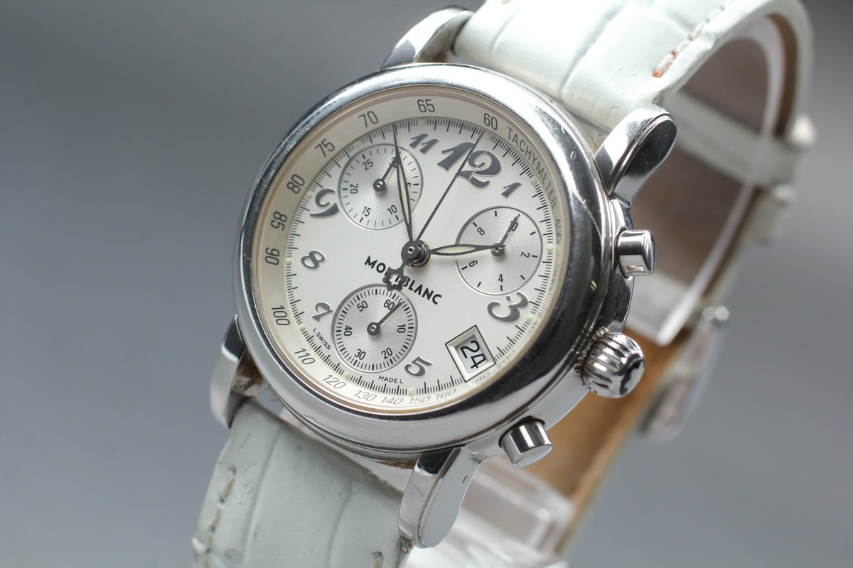 MONTBLANC Meisterstuck 7039 Quartz Silver Chronograph Women's Watch 30mm JAPAN