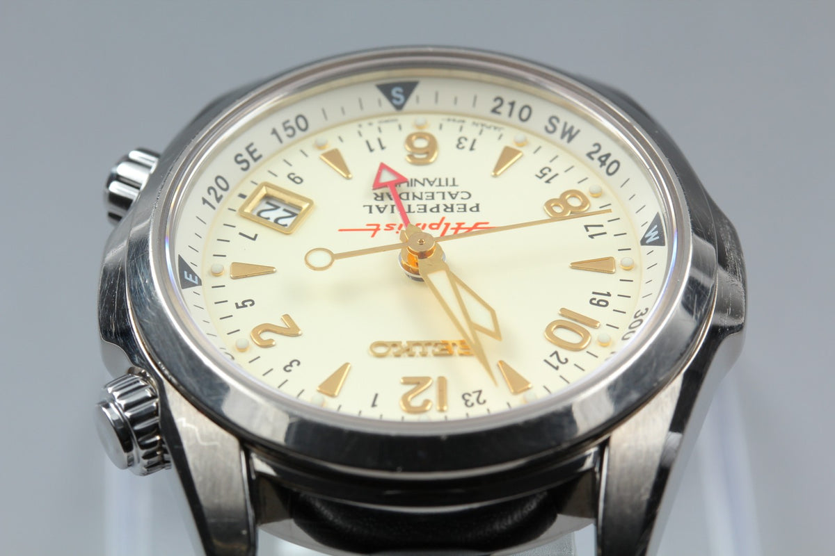 [Serviced] SEIKO Alpinist 8F56-00D0 SBCJ031 Ivory Titanium Men's Watch JAPAN
