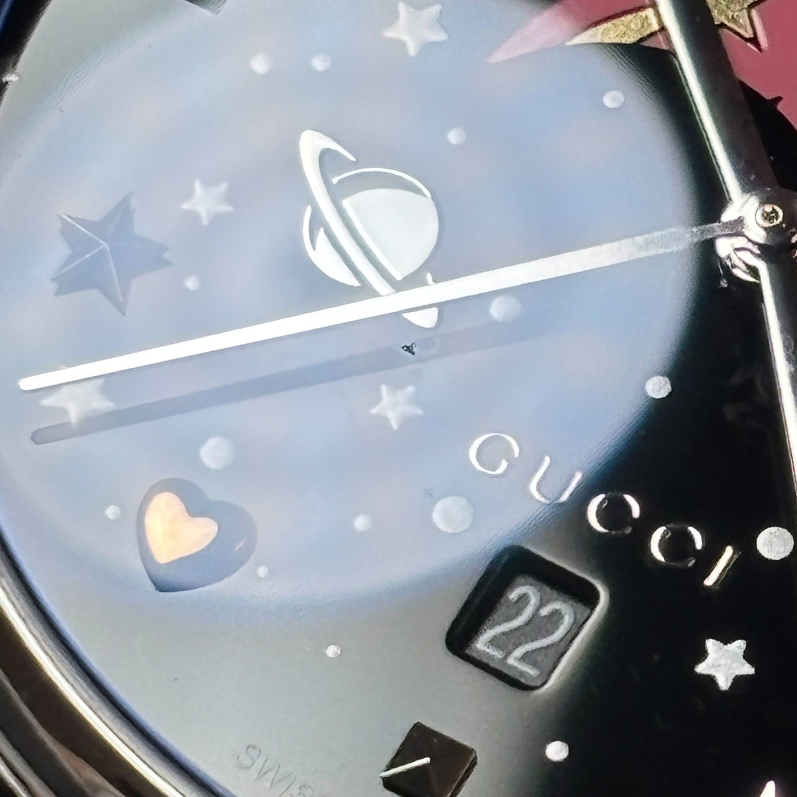 [Exc+5 Box] Gucci G-TIMELESS 126.4 Pink Moon Phase Black Women's Quartz Watch