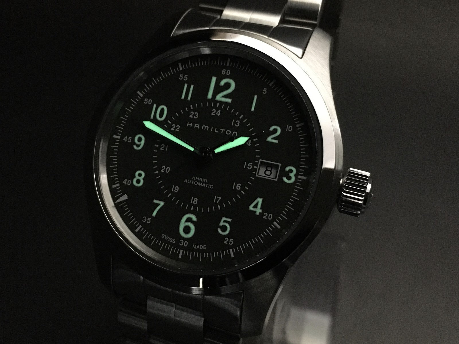 [Near MINT- Box] Hamilton Khaki Field H706050 Green Date 42mm AT Men's Watch
