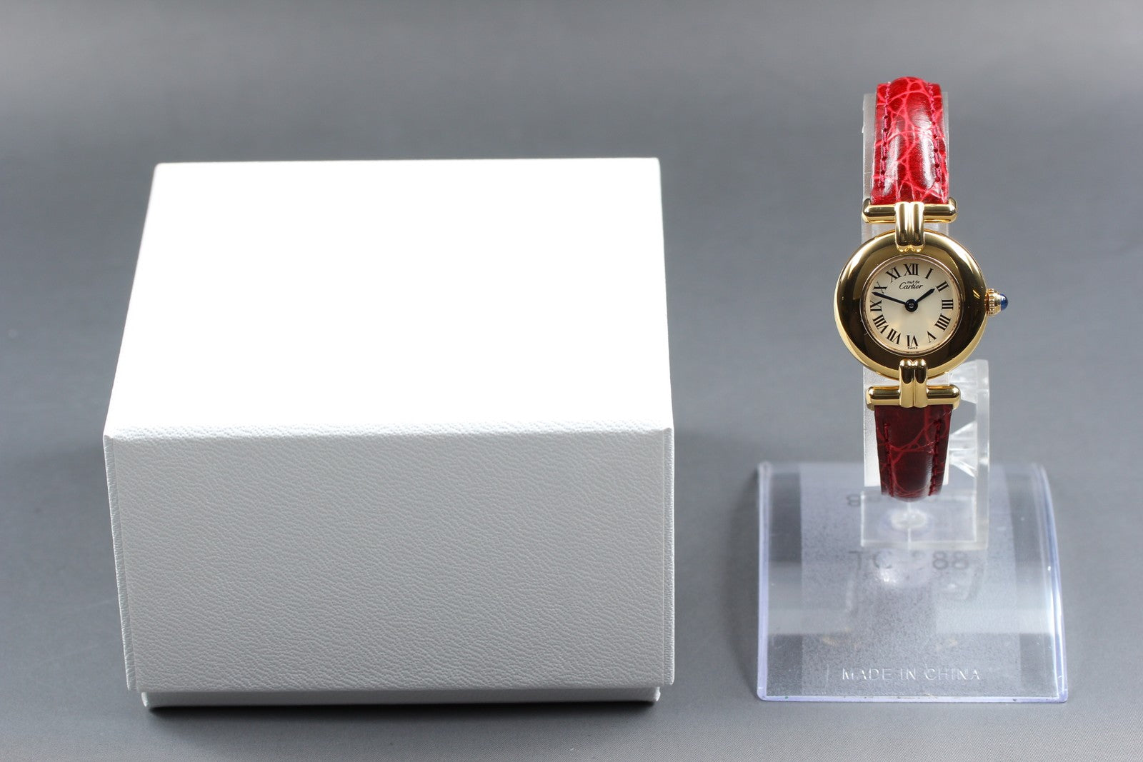 Vintage Cartier Must Colisee Vermeil 590002 Red Ivory Dial Women's Quartz Watch