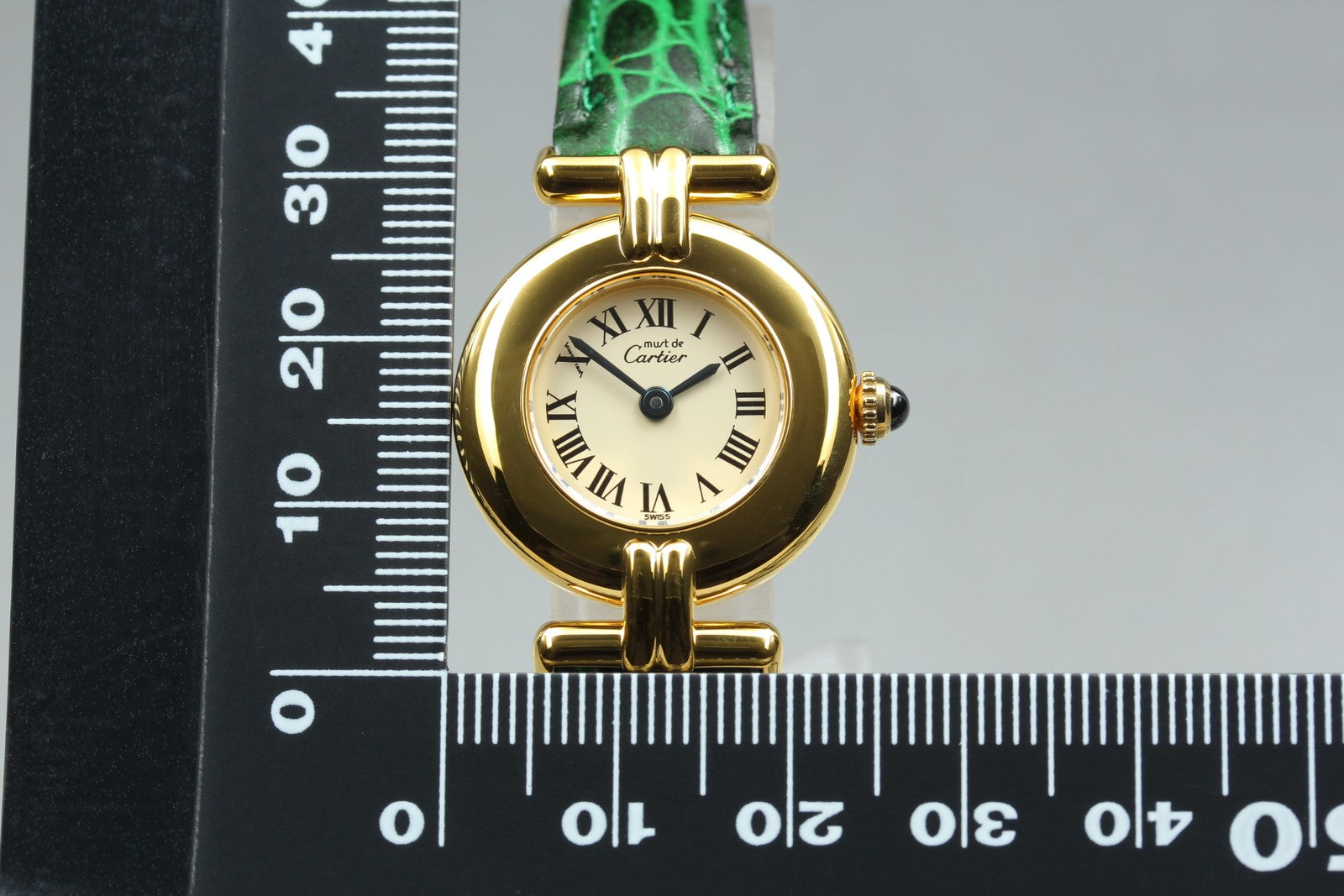 Vintage [Near MINT] Cartier Must Colisee Vermeil 1902 Green Women's Quartz Watch
