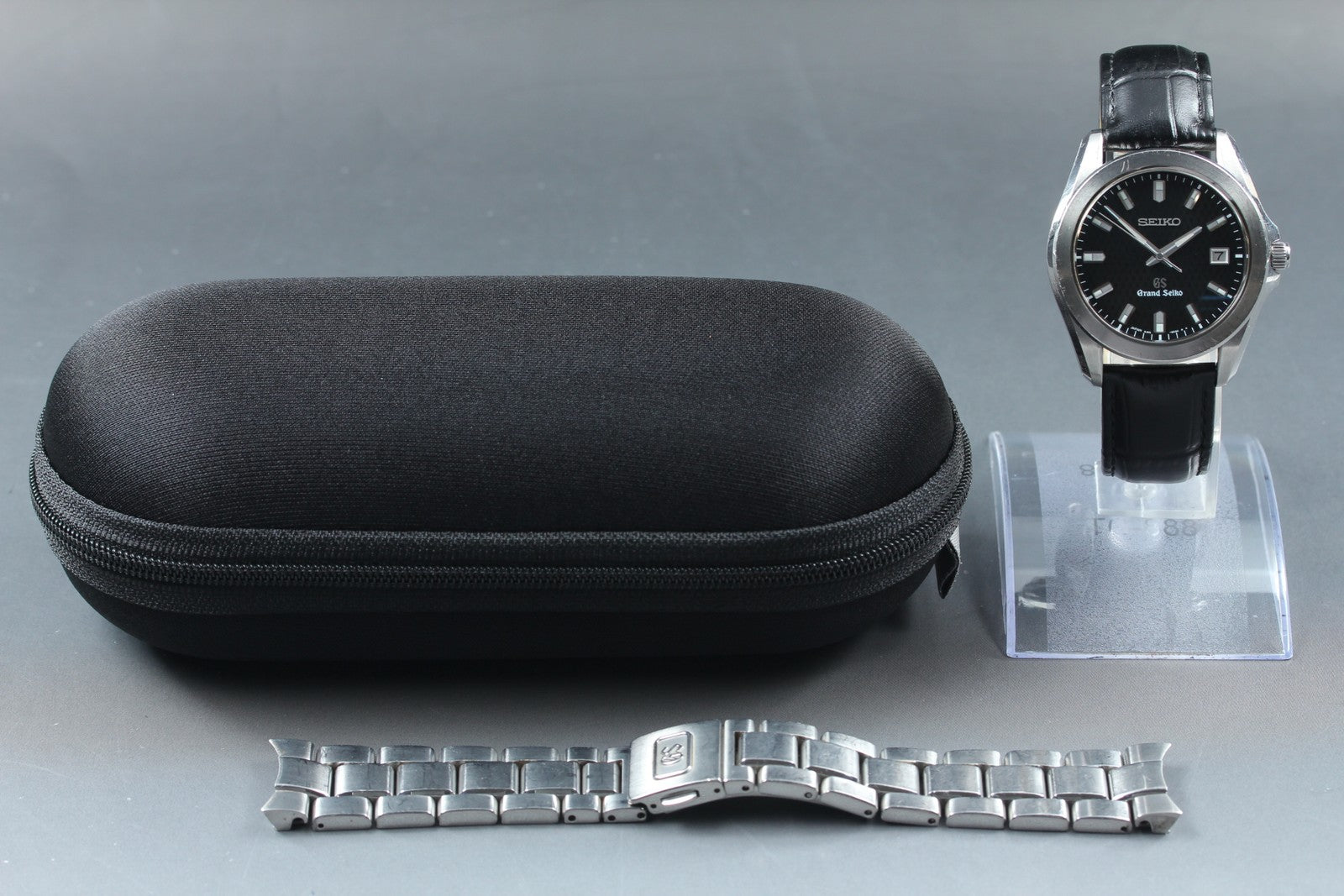 [Exc+5] Grand SEIKO GS 8J56-8020 SBGF021 Black Date Men's Quartz Watch JAPAN