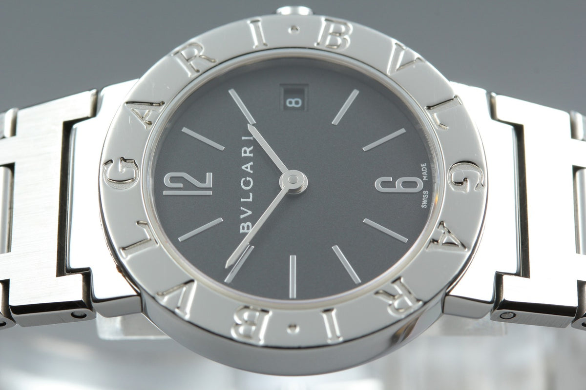 BVLGARI BB26SS Black Dial Quartz Date Women’s Watch 26mm Used From JAPAN w/Pouch