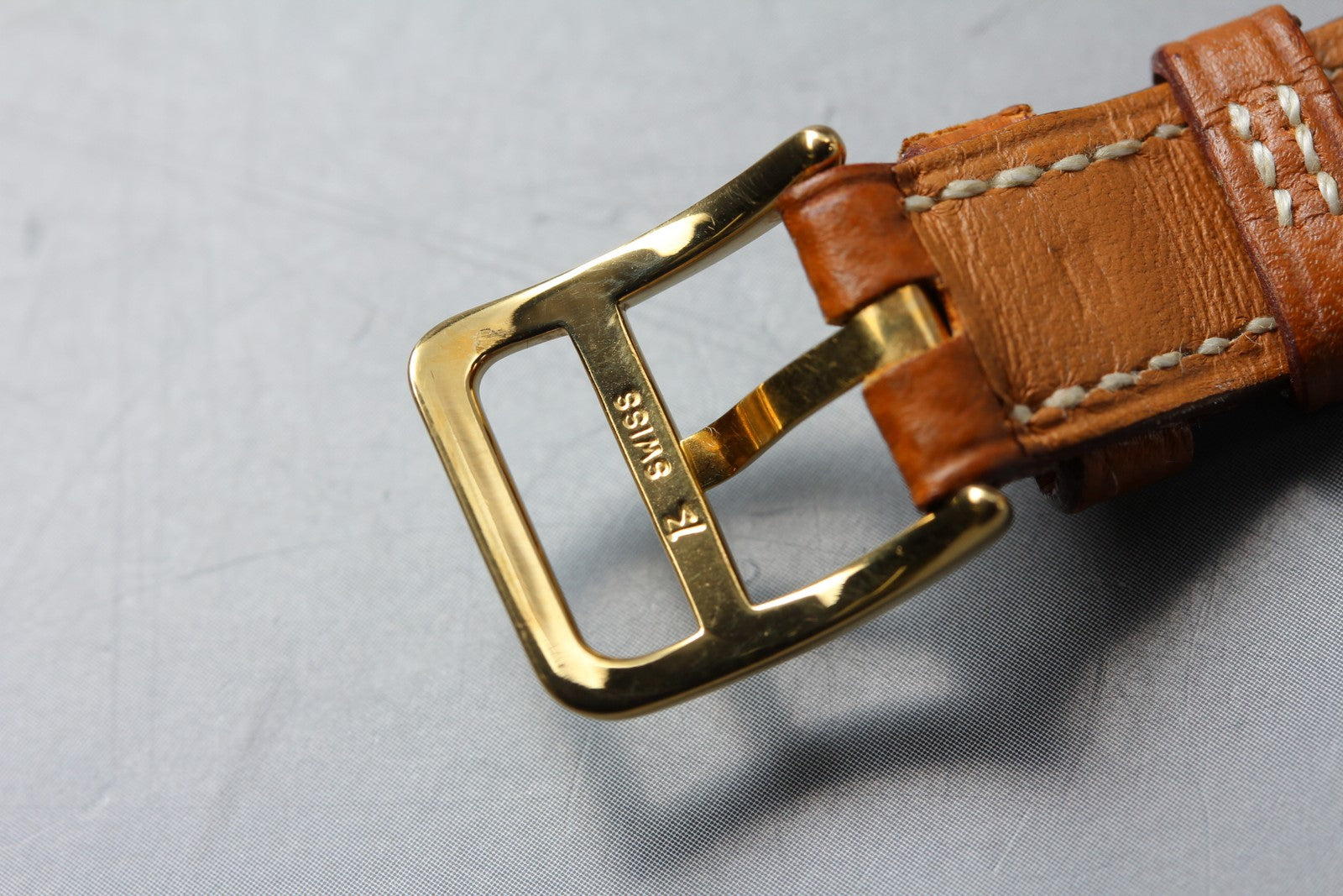 Vintage [Box] HERMES Kelly Watch Gold Brown Leather "U" Woman's Quartz Watch