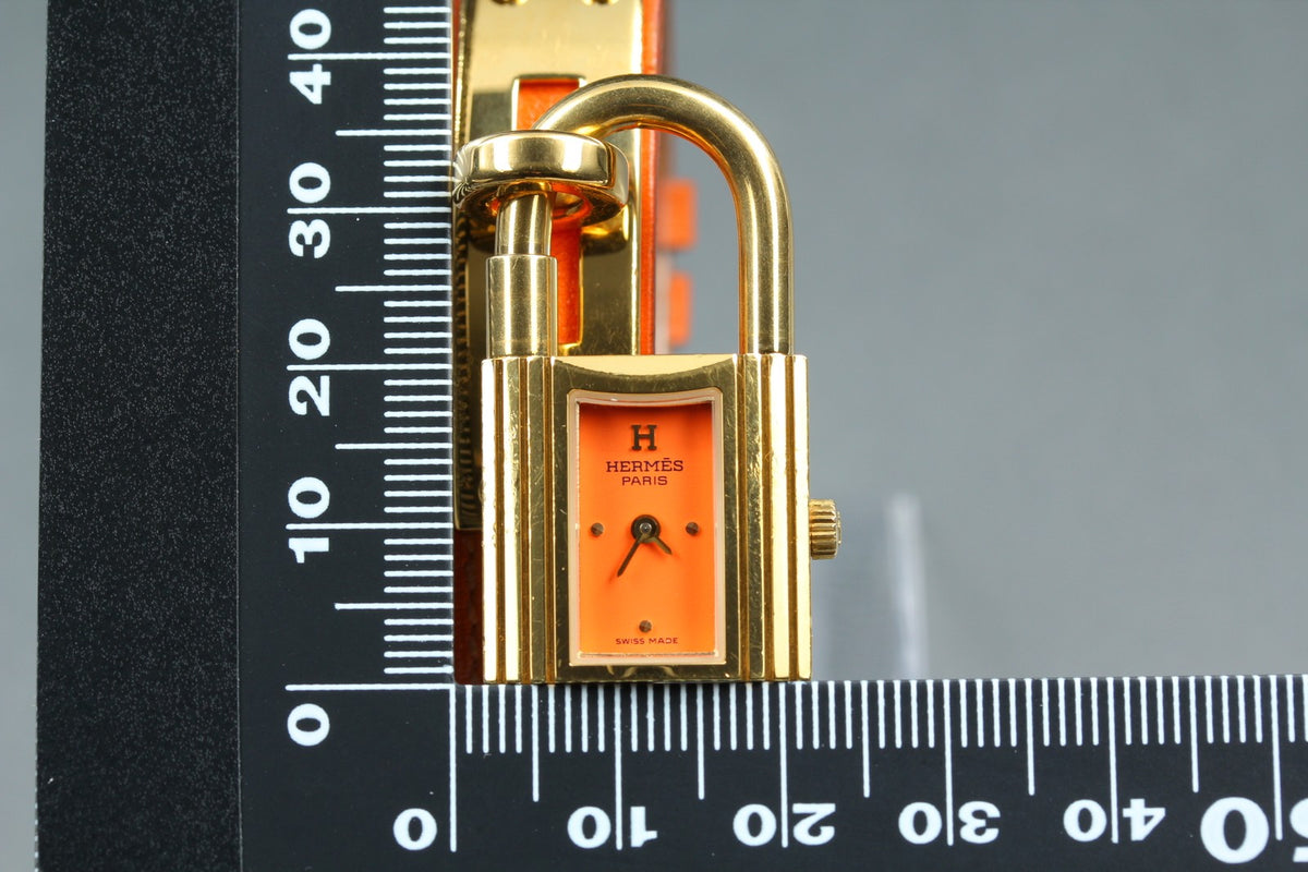 [Overhauled /Box] HERMES Kelly Watch Orange Dial Gold "A" Woman's Watch Quartz