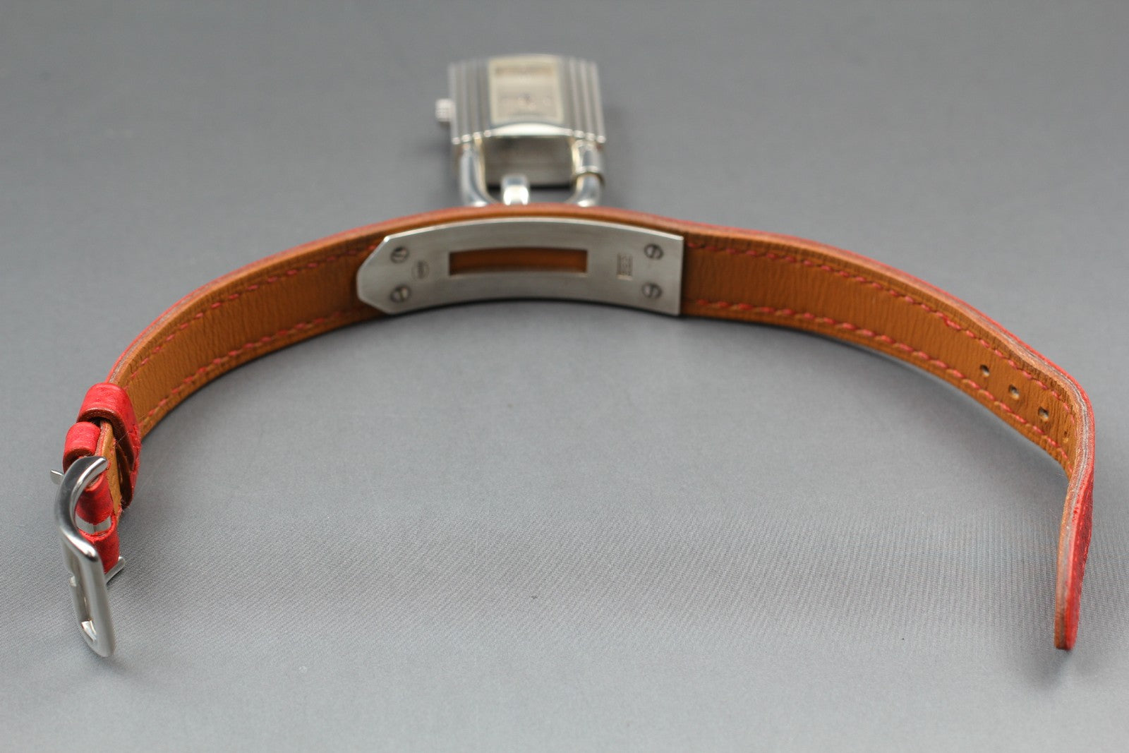 Vintage [Exc+5] HERMES Kelly Watch Silver Red Leather "Y" Woman's Quartz Watch