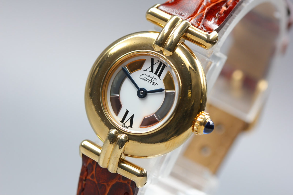 Cartier Must Colisee Vermeil 590002 Brown Gold Women's Quartz Watch Vintage