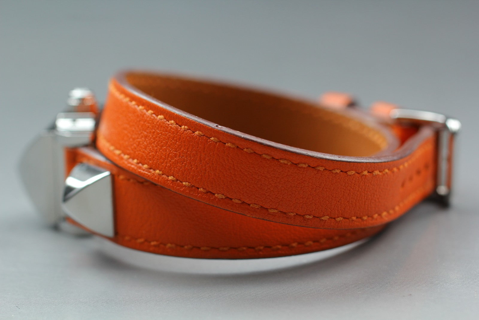 [Exc+5] HERMES Medor ME2.110 Silver Orange 17mm Woman's Watch Quartz From JAPAN