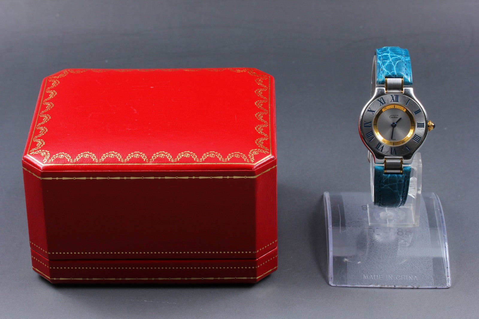 Exc+5 Box Cartier Must de Cartier 21 1340 Blue Silver 27mm Women's Quartz Watch