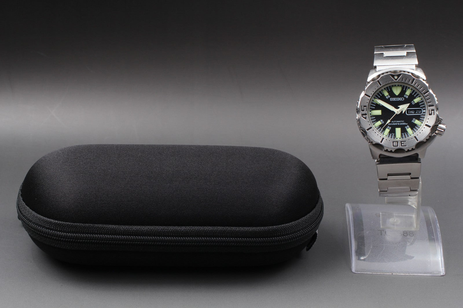 Exc+5* SEIKO 7S26-0350 SKX779 Divers Black Monster Automatic Men's Watch JAPAN