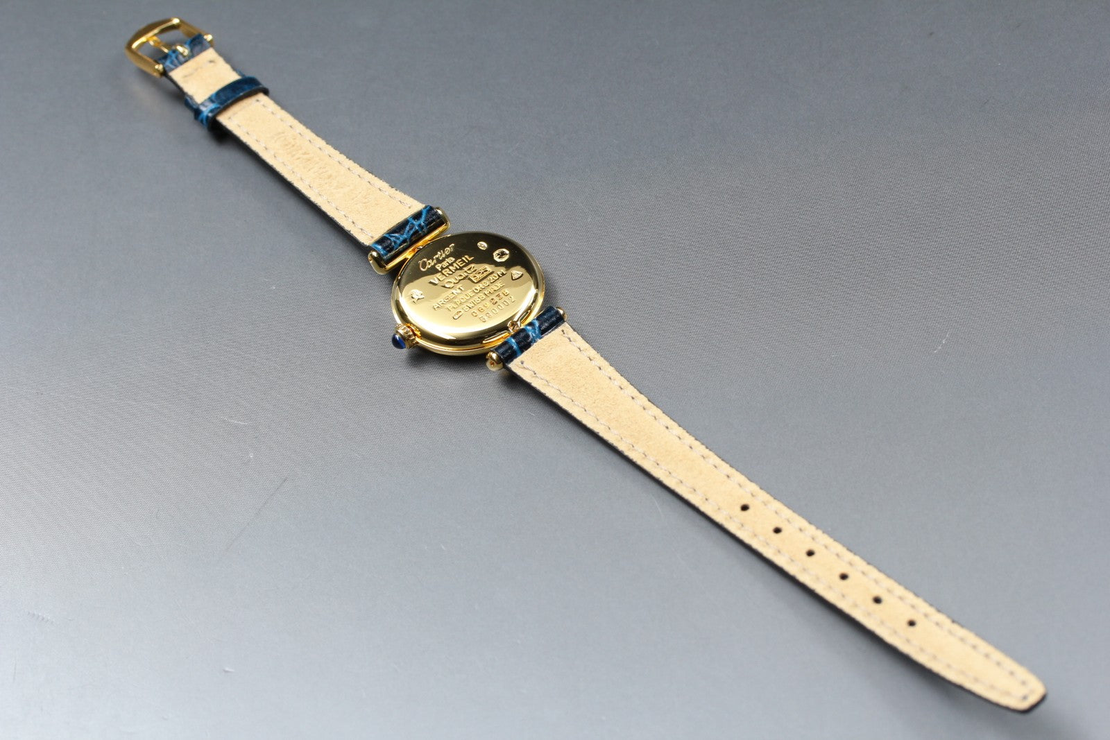 Vintage Cartier Must Colisee Vermeil 590002 Blue Gold Women's Qz Watch [Pouch]