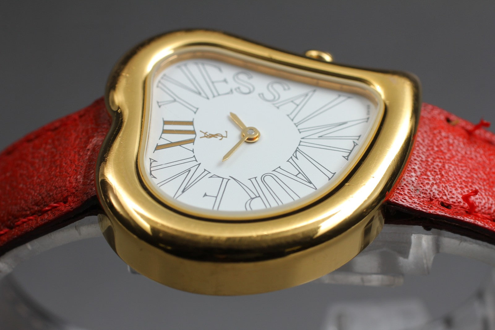 Overhauled [Exc+4] Yves Saint Laurent Heart Gold Red 30mm Women's Watch Quartz