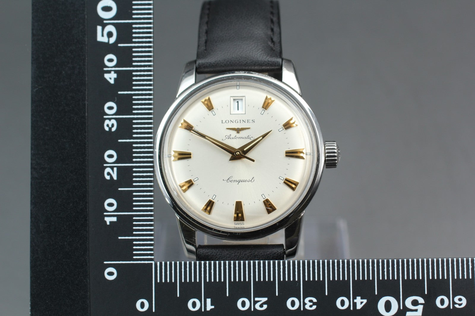 Longines Conquest Heritage L1.611.4 34mm Silver Black Automatic Mens Watch [Box]
