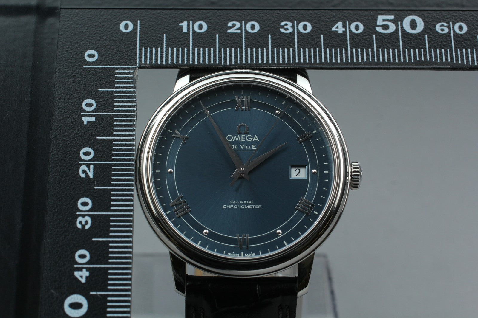 N MINT Box Omega De Ville Prestige 424.13.40.20.03.002 Co-Axial Blue Men's Watch