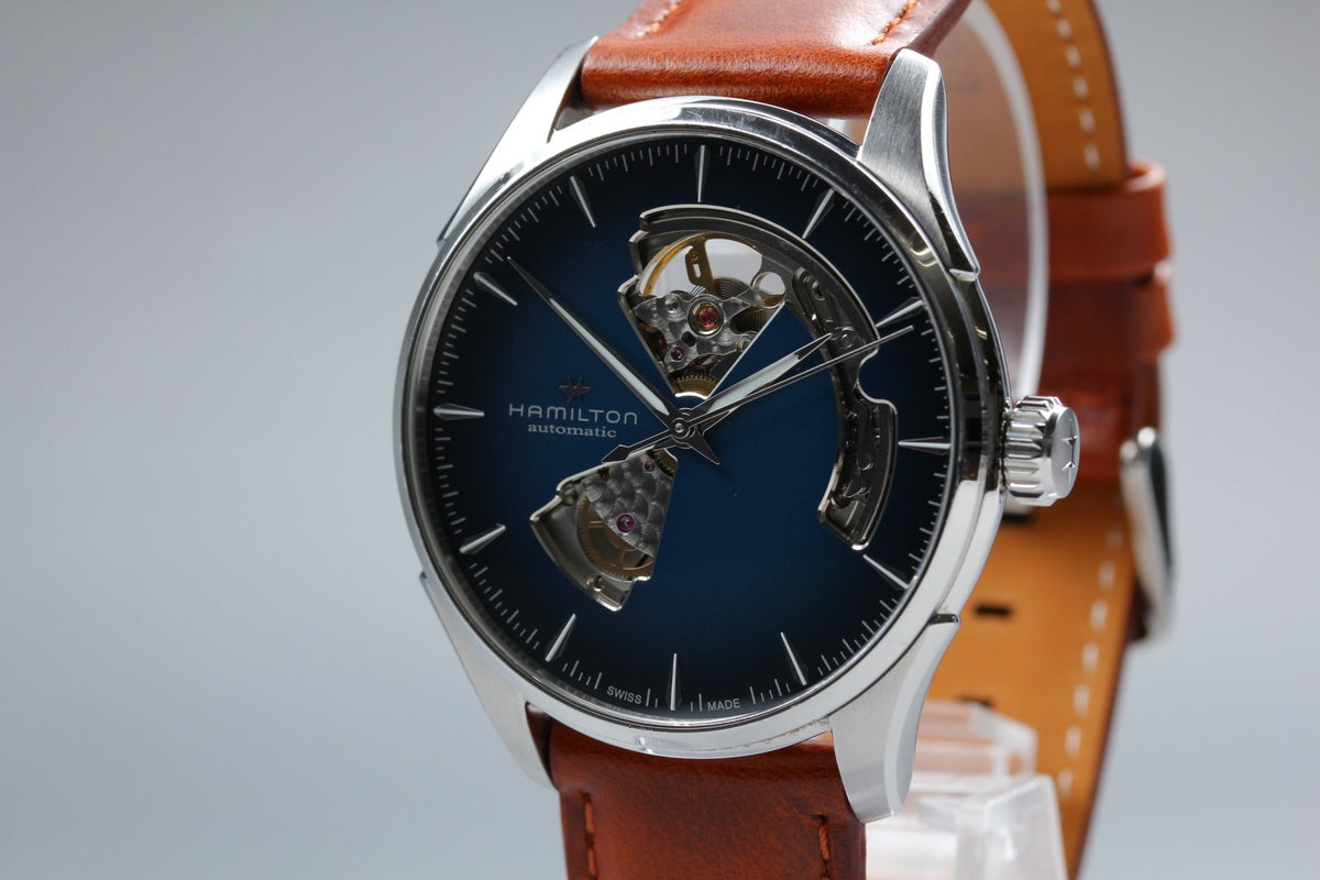 HAMILTON Jazzmaster Open Heart H326750 Blue Brown 39mm AT Men's Watch [Box]