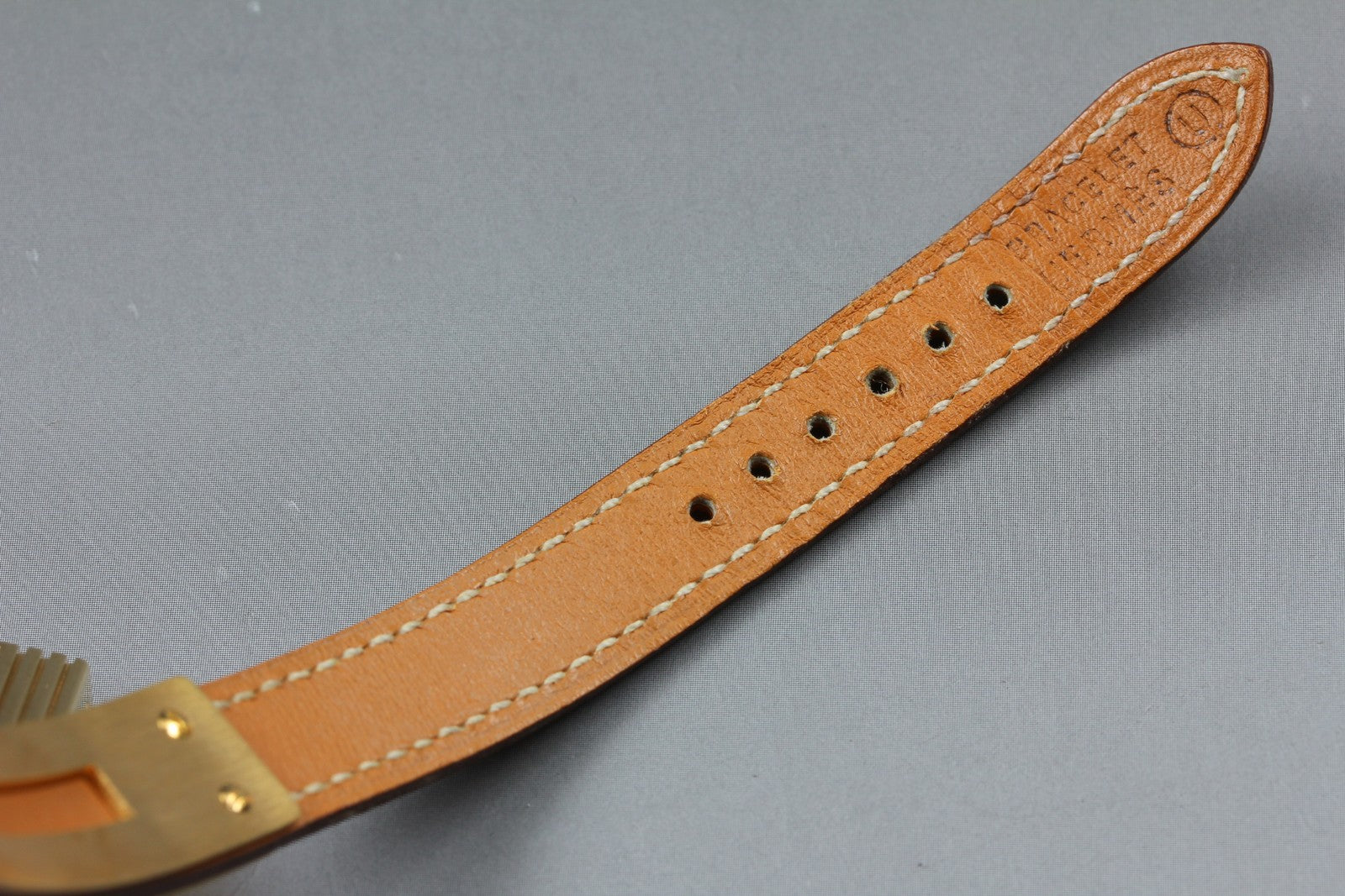 Vintage [Box] HERMES Kelly Watch Gold Brown Leather "U" Woman's Quartz Watch