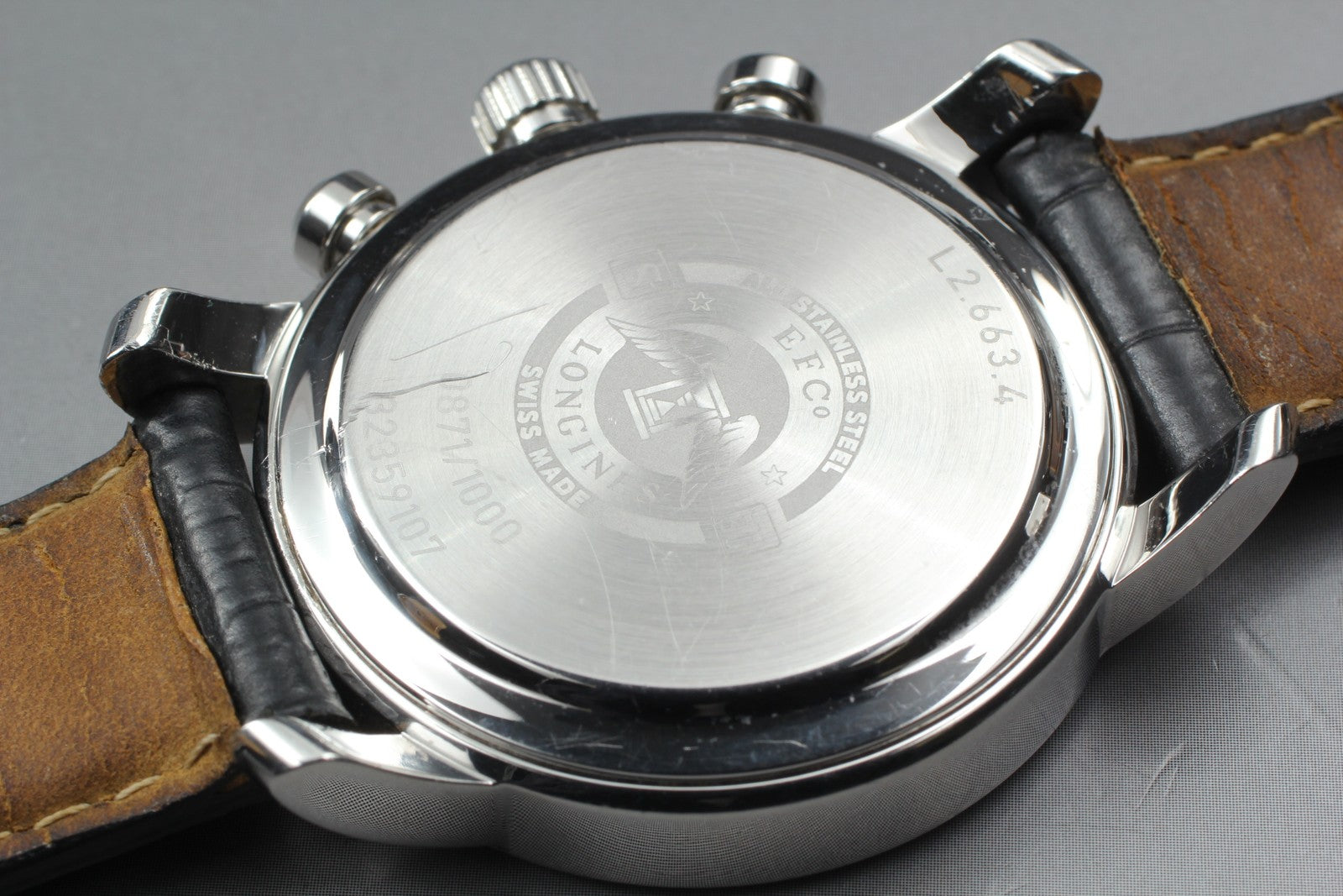New Batt[Exc+5] LONGINES Heritage L2.663.4 Silver Chronograph Men's Watch JAPAN