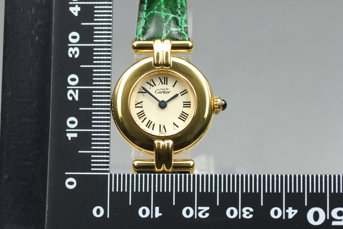 Cartier Must Colisee Vermeil 590002 Green Gold Womens Quartz Watch Vintage [Box]
