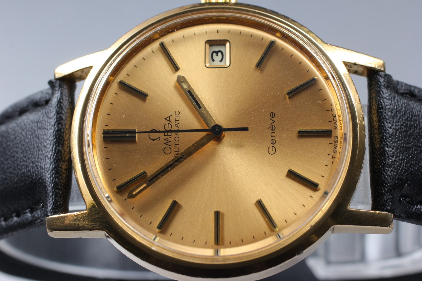 [Exc+5] Omega Geneve 166.0163 Cal.1012 35mm Automatic Date Gold Men's Watch