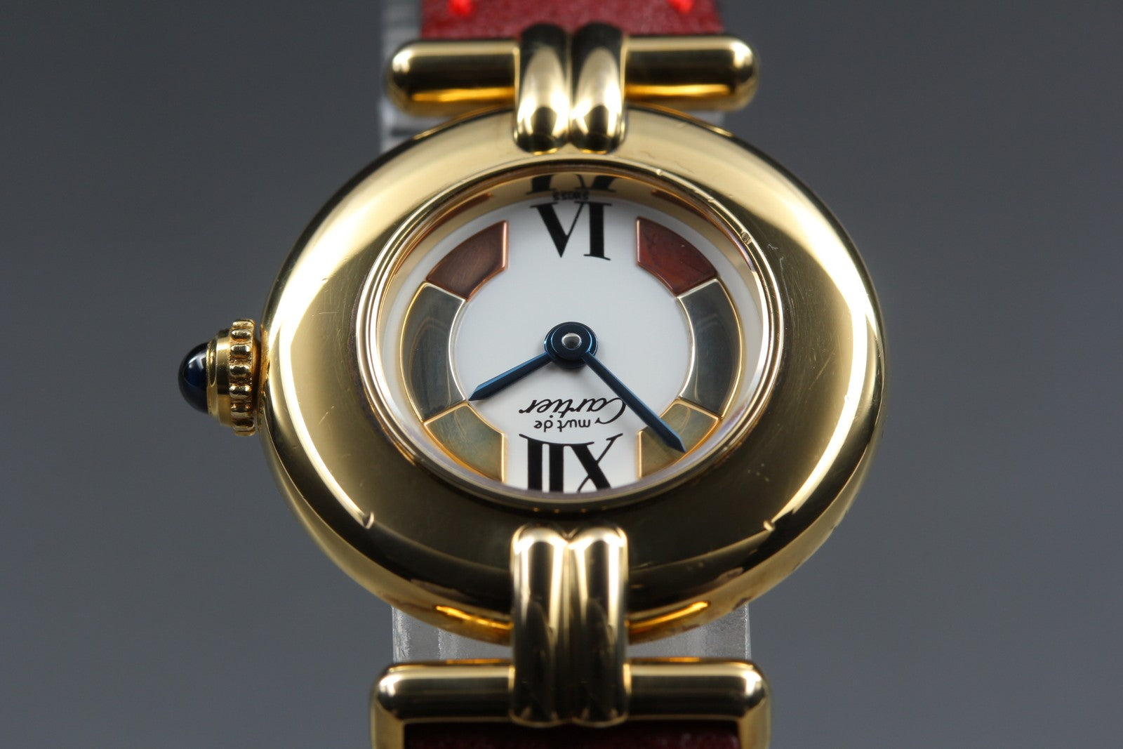 Vintage [Near MINT-] Cartier Must Colisee Vermeil 590002 Red Women's Qz Watch