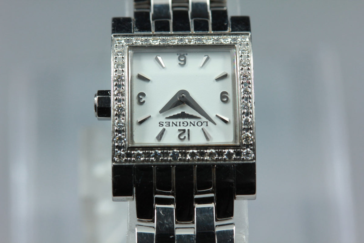 LONGINES Dolce Vita L5.161.0 Quartz Diamond Bezel White Women's Watch 16mm JAPAN