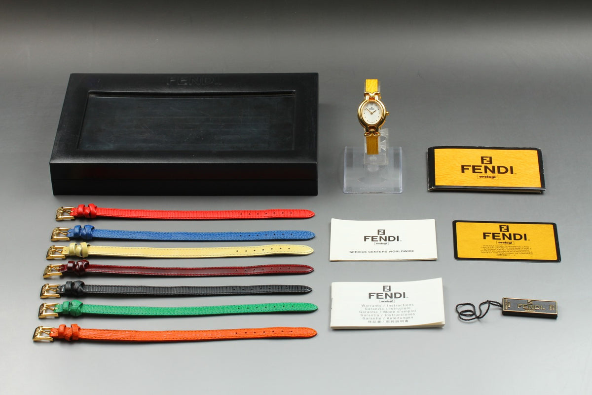 FENDI 640L Chameleon 8 Colors Belt Gold Women's Quartz Watch Vintage [Box]