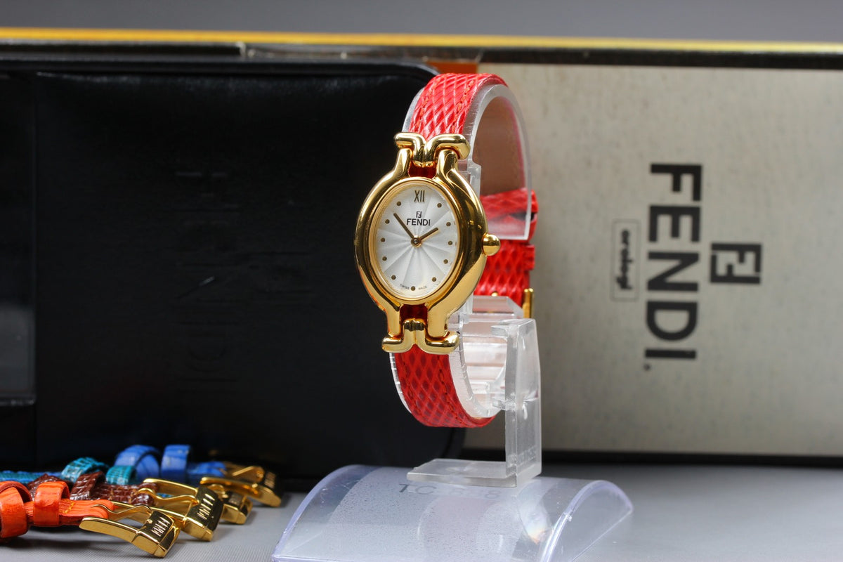 Vintage FENDI 640L Chameleon 5 Colors Belt Gold Women's Quartz Watch [Box]