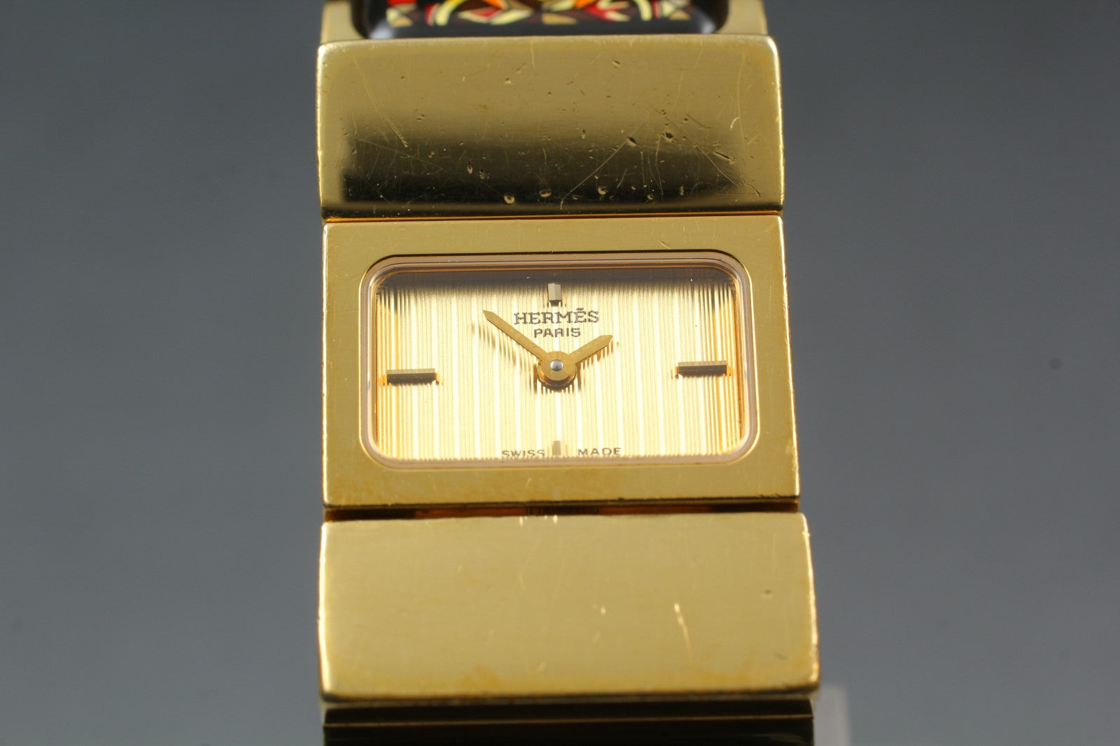 Vintage [Exc+5 Box] HERMES Loquet L01.201 Gold 19mm Womans Quartz Watch