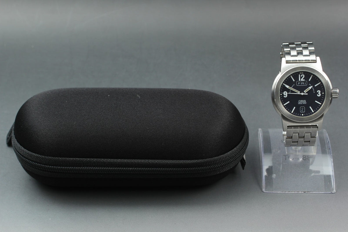 Vintage ORIS Big Crown 7500 Automatic Black Day/Date Boys Watch 40mm JAPAN
