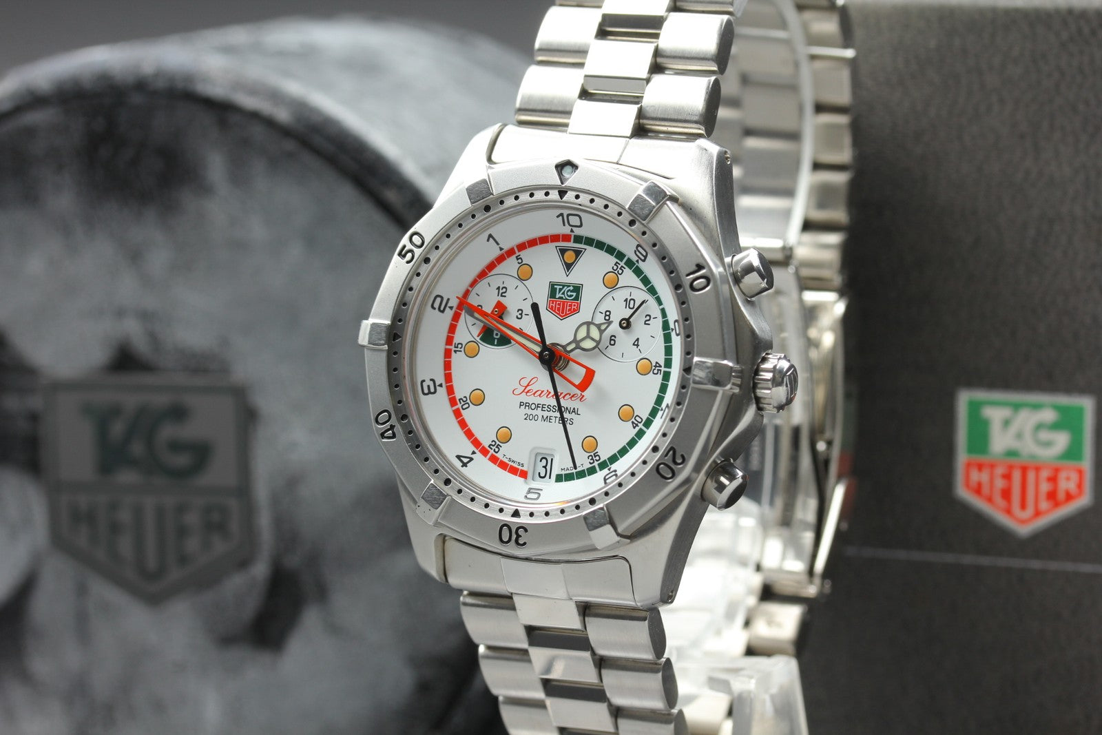 TAG HEUER Regatta CK111R Chronograp Quartz White Dial Men's Watch 39mm JAPAN Box