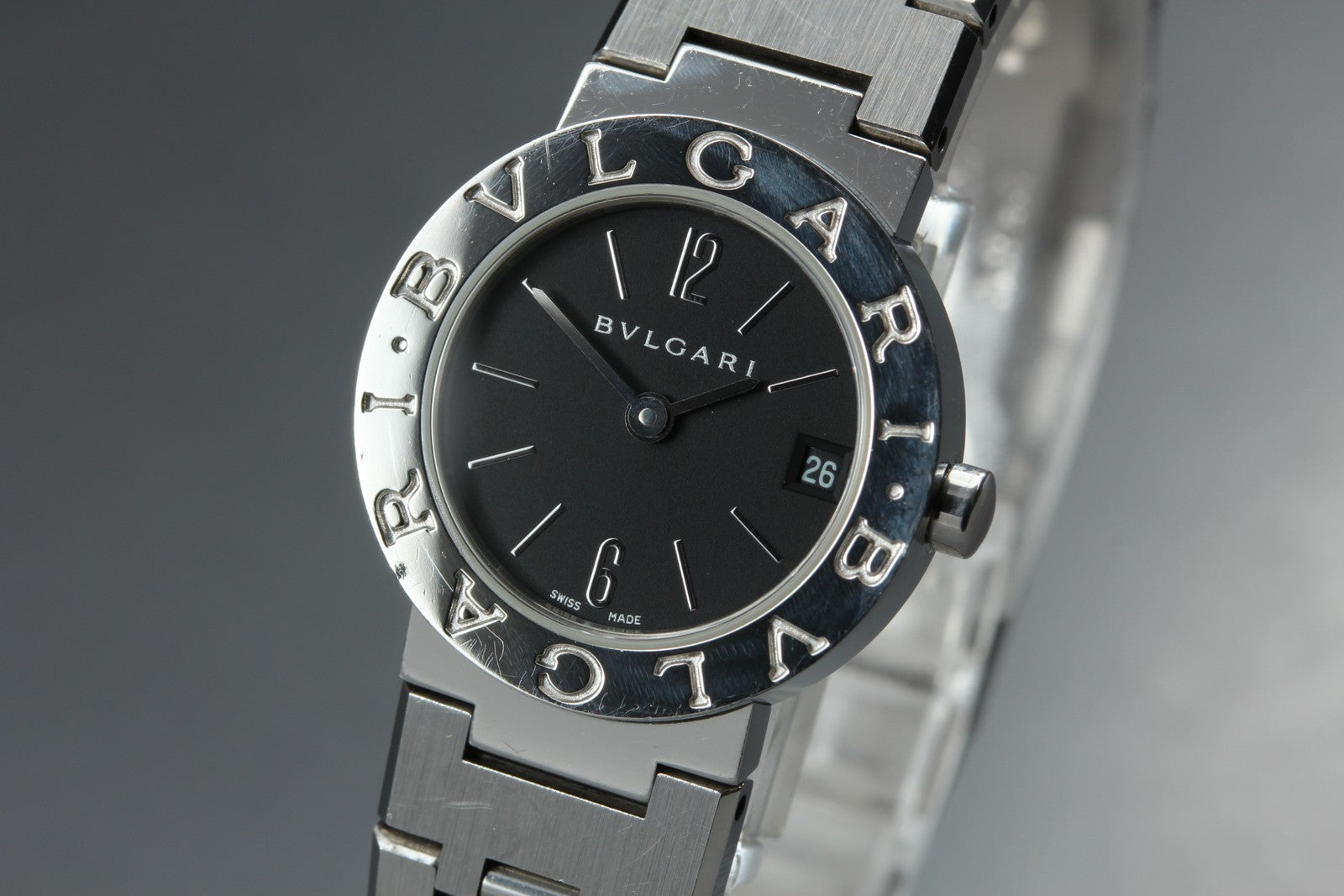 BVLGARI BVLGARIBVLGARI BB23SS Black Dial Quartz Women's Date Watch 22mm JAPAN