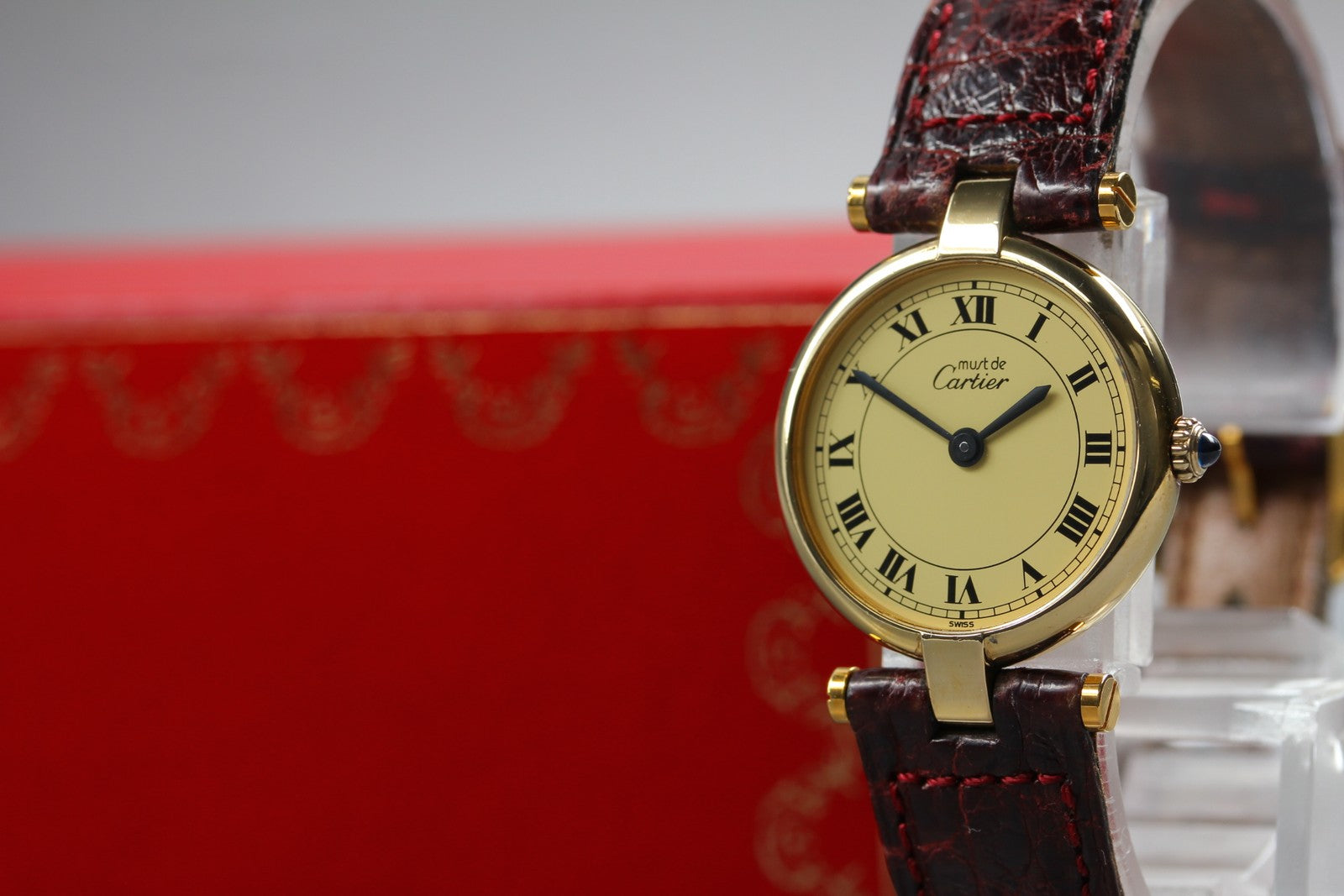 Vintage [Exc+4 Box] Cartier Must Vendome Vermeil Gold 23mm Women's Quartz Watch