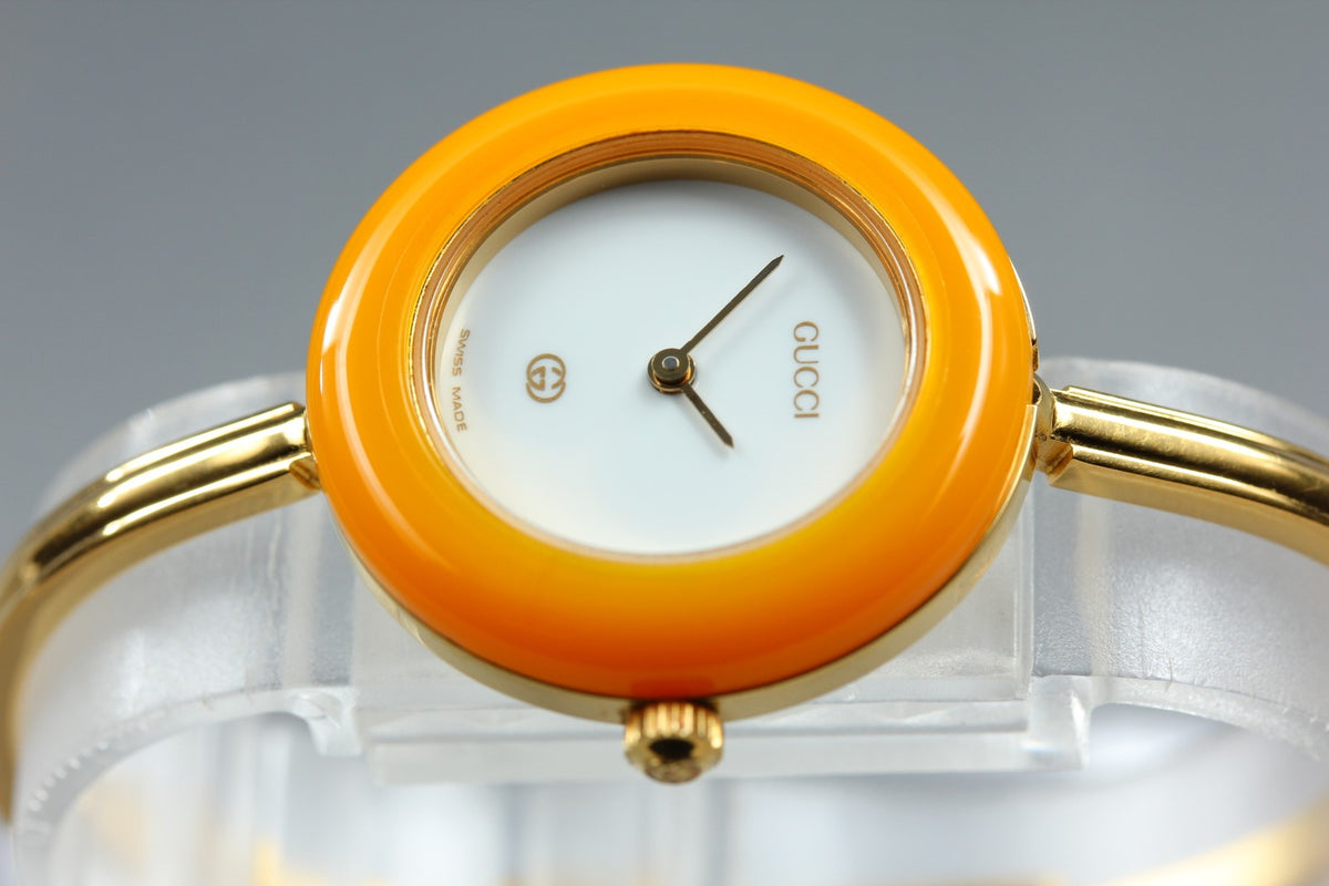 Gucci Change Bezel 11/12 Orange Bezel Gold Women's Quartz Watch Vintage [15.5cm]