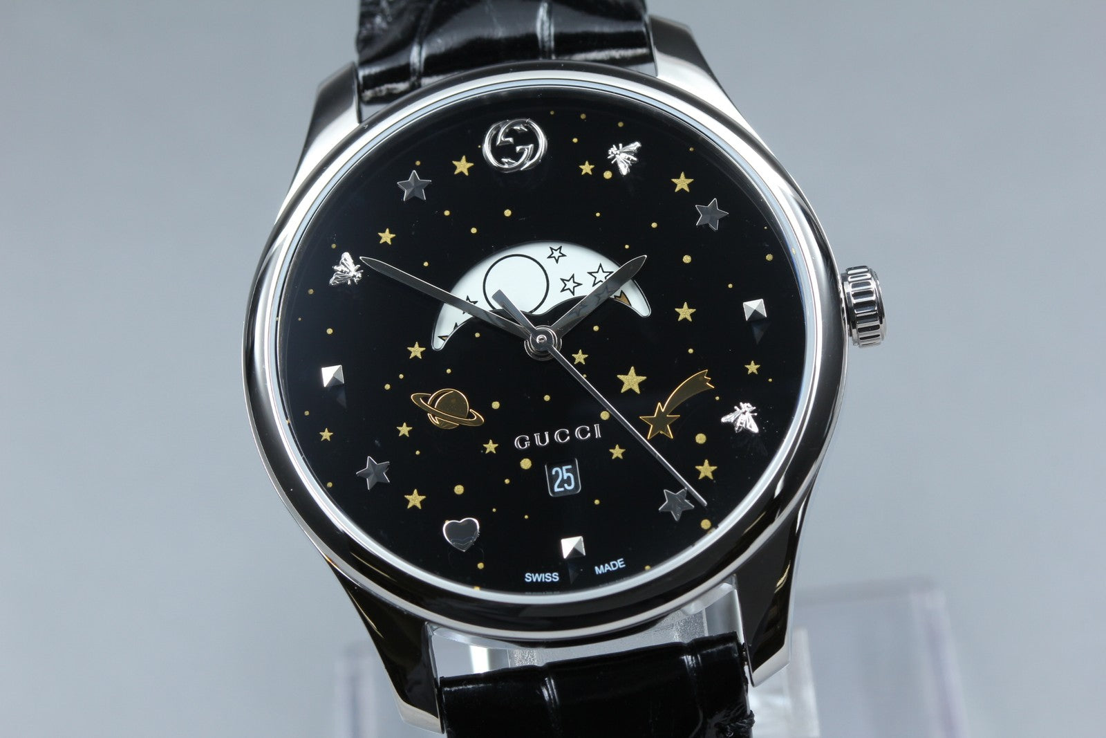 [Near MINT Box] Gucci G-Timeless Moonphase 126.3 YA126327 Black Men's Qz Watch