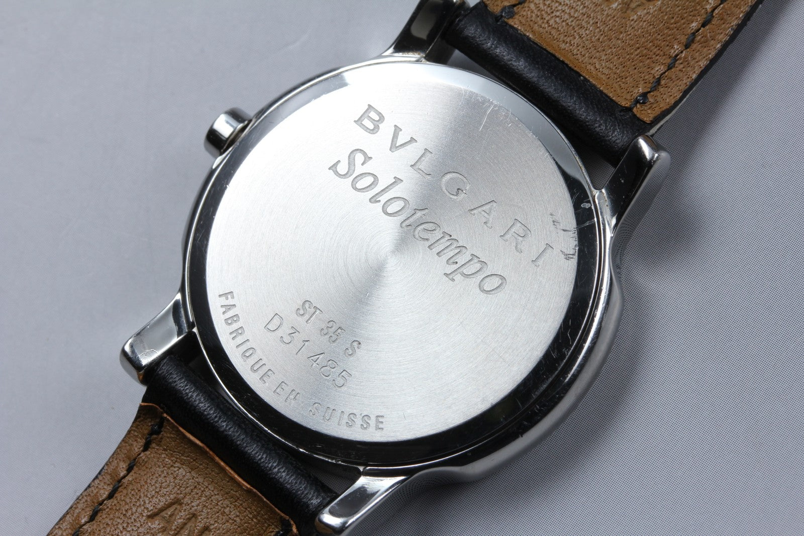 New Batt[Exc+5]Box BVLGARI SOLOTEMPO ST35S Black Dial Quartz Men's Watch 35mm JP