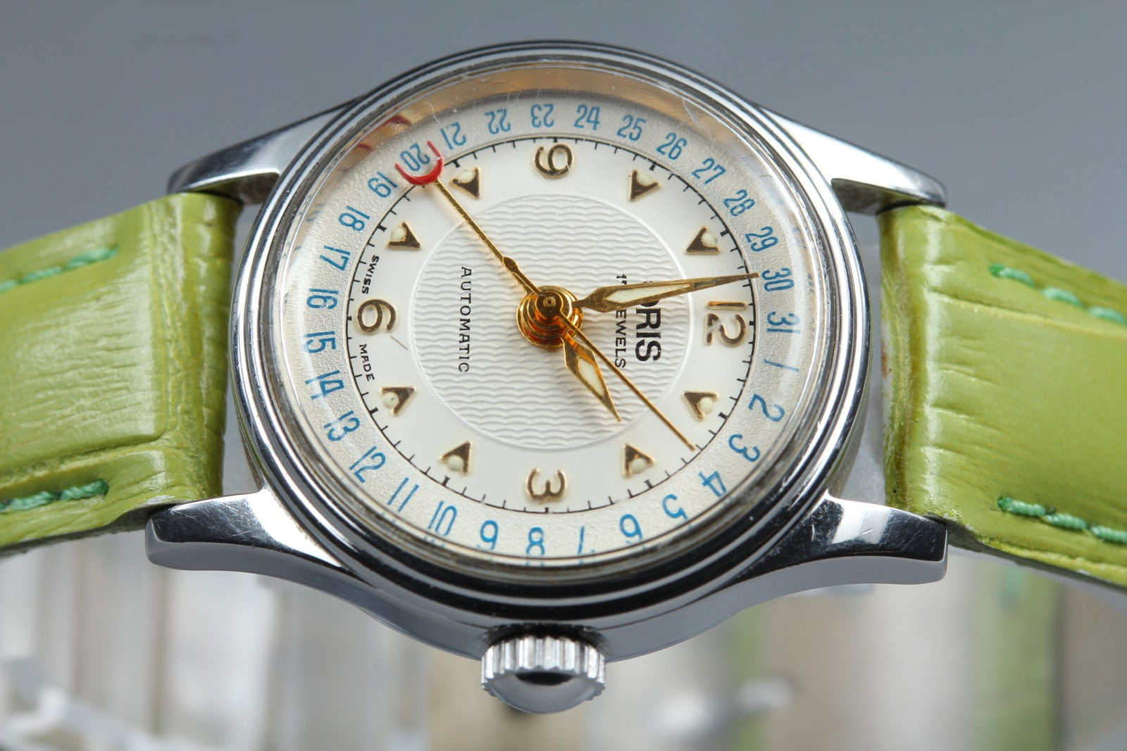 Vintage Oris Pointer Date 7405 Silver Automatic Date 26mm Women's Watch JP Exc+5