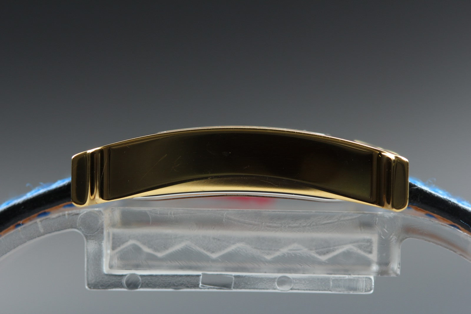 [Overhauled] HERMES H Watch HH1.201 Gold Blue "B" Woman's Watch Quartz Box
