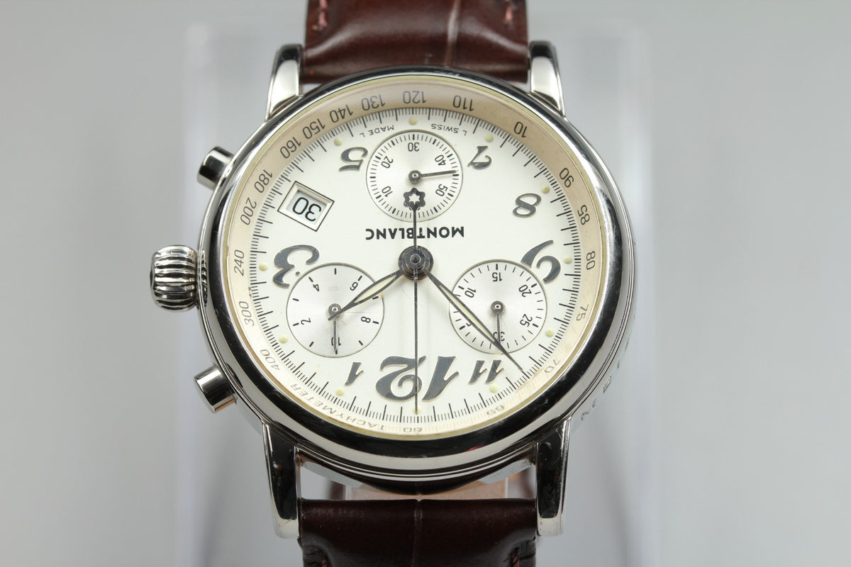 MONTBLANC Meisterstuck 7038 Chronograph Quartz Silver Men's Watch 35mm JAPAN