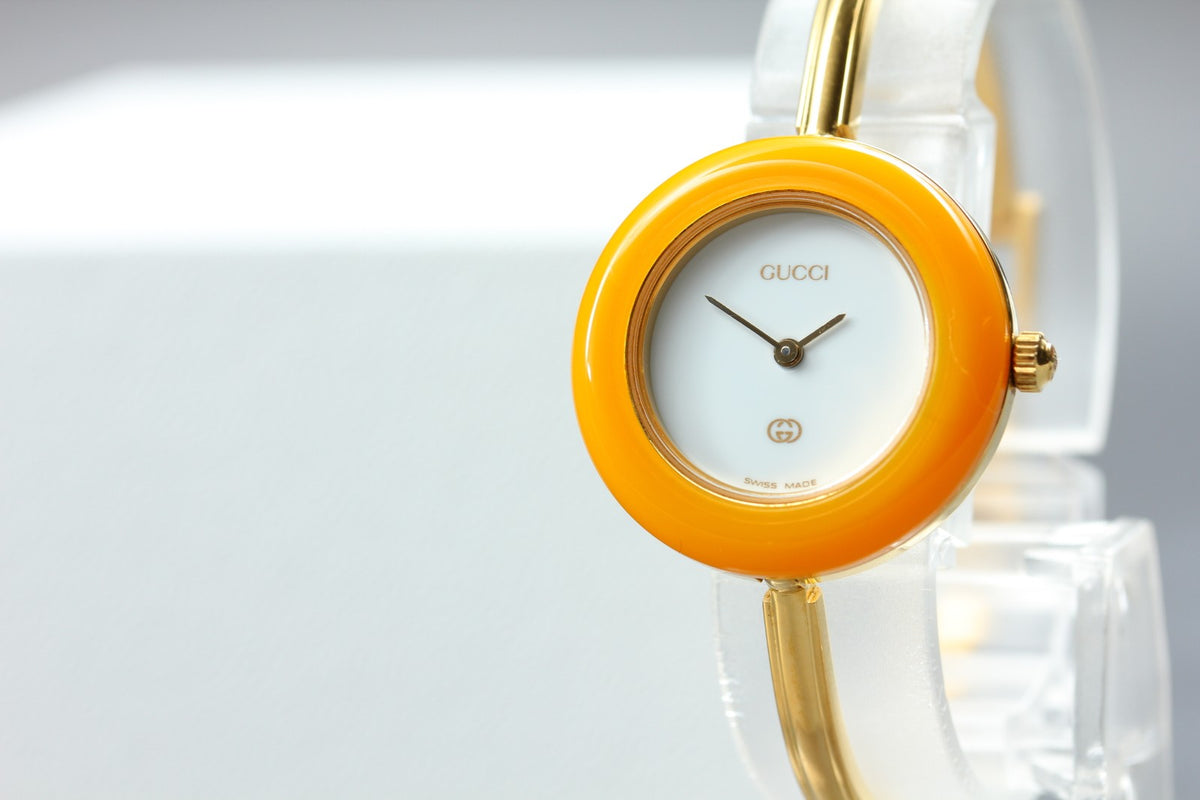 Gucci Change Bezel 11/12 Orange Bezel Gold Women's Quartz Watch Vintage [15.5cm]